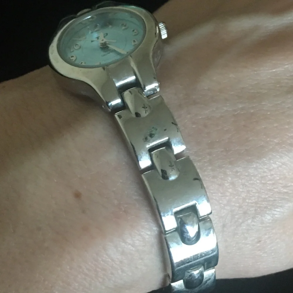Vintage Blue Face LTD Silver Tone Wrist Watch